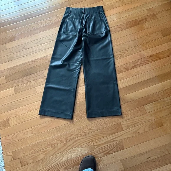 Anthropologie Black Wide Leg Faux Leather Pants - Picture 8 of 9